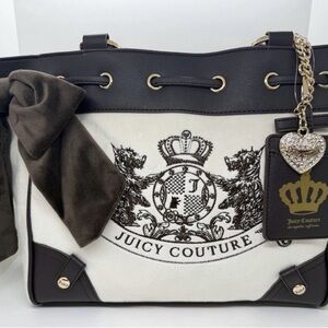 Juicy Couture Scottie Dogs Daydreamer Tote Bag - White/ Brown NWT